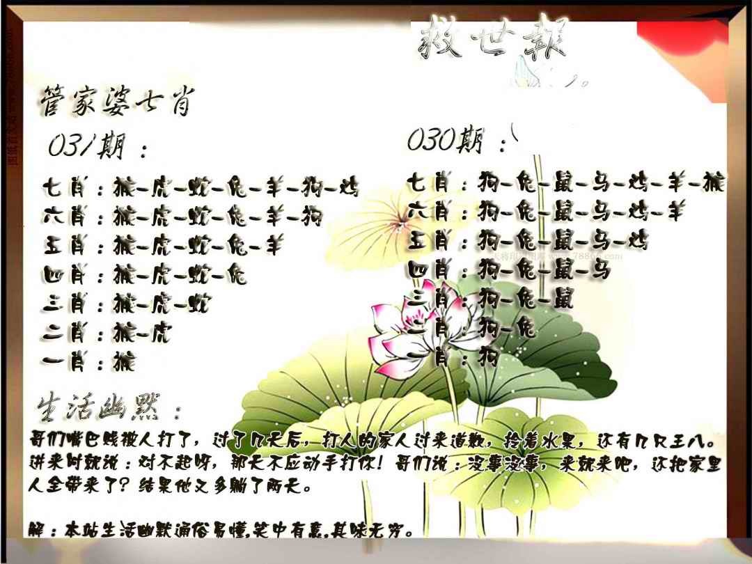 031期特码救世报[图]